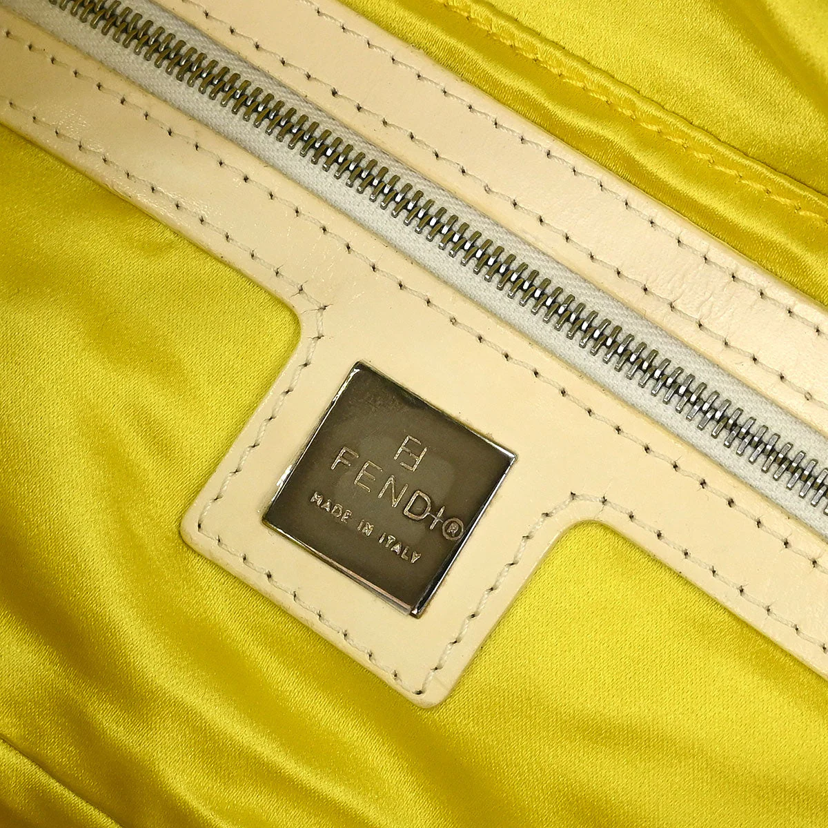 Fendi White Canvas Beads Baguette Handbag - Image 8