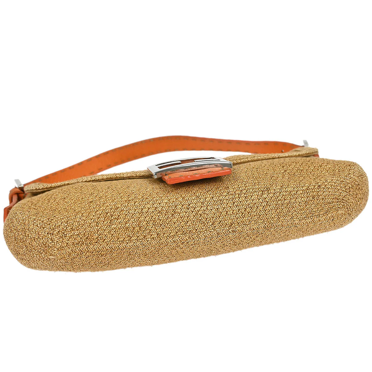 Fendi Beige Raffia Baguette Handbag - Image 4