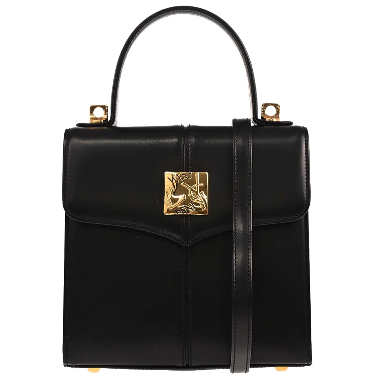 Yves Saint Laurent Black Leather 2way Shoulder Handbag