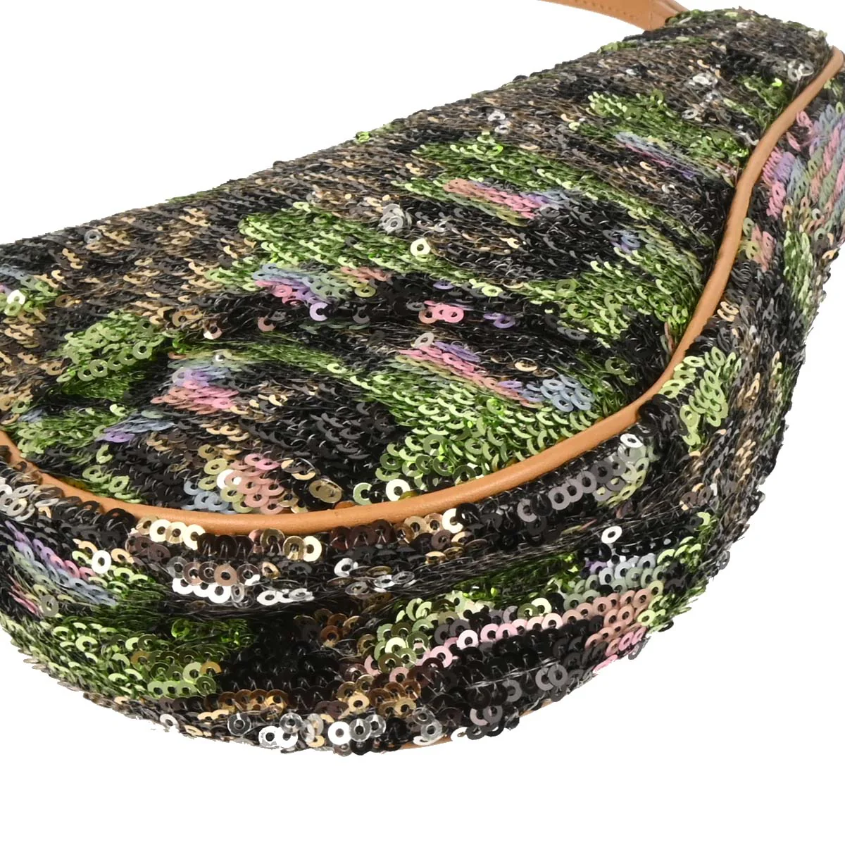 Christian Dior Green Black Sequins Saddle Handbag - Image 3