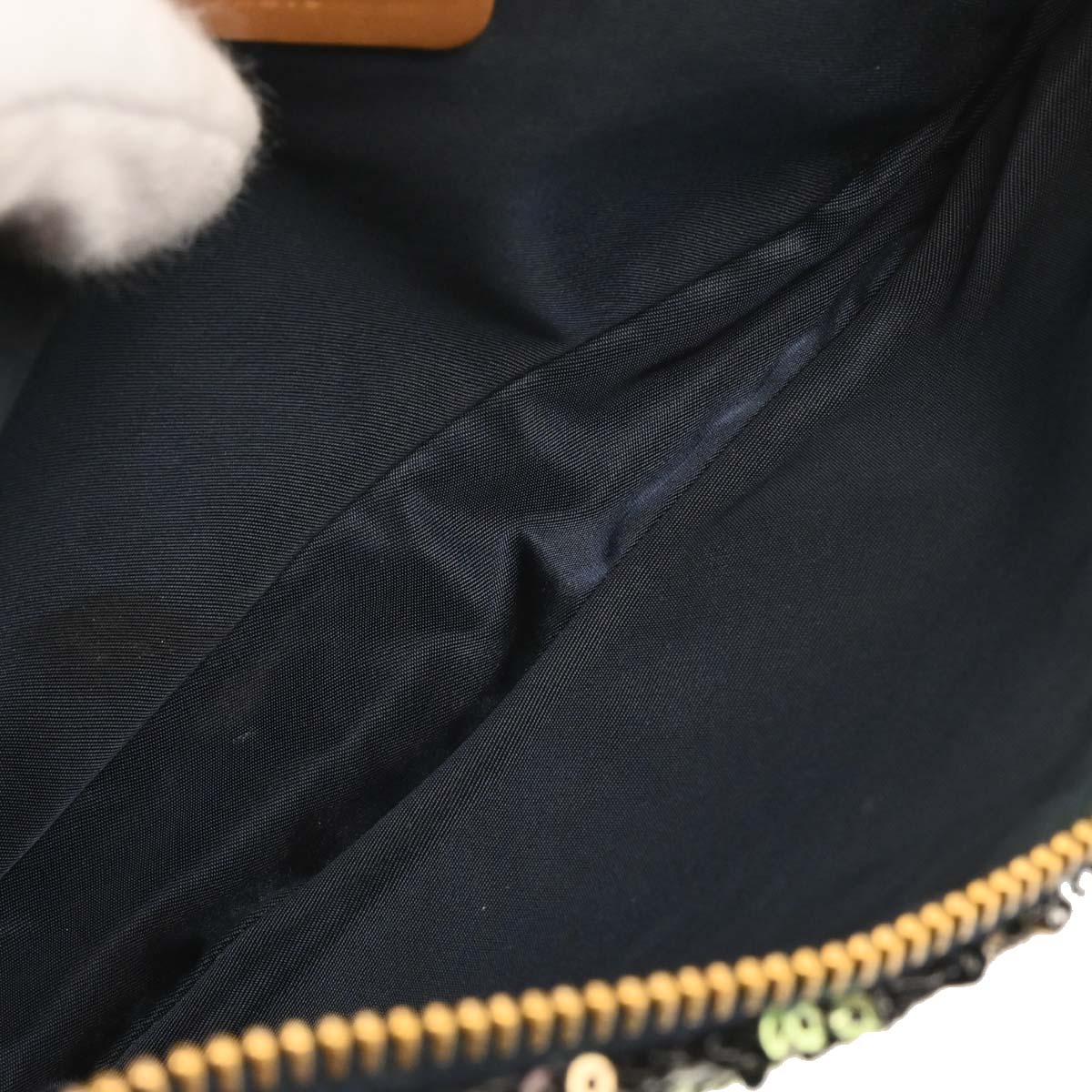 Christian Dior Green Black Sequins Saddle Handbag - Image 8