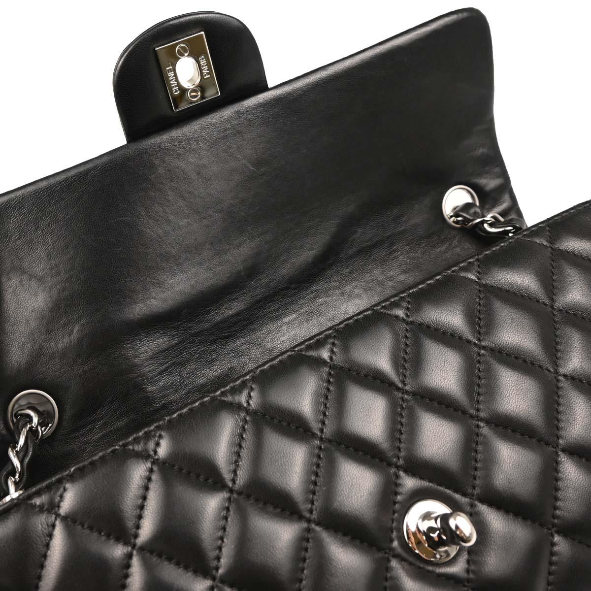 Chanel 2008-2009 Black Lambskin East West Shoulder Bag - Image 6