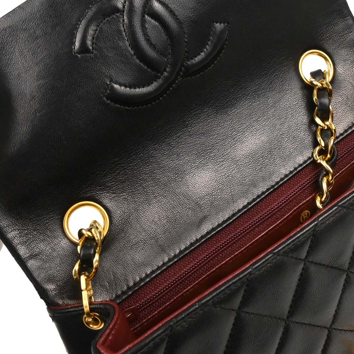 Chanel 1989-1991 Black Lambskin Classic Square Flap Shoulder Bag - Image 16