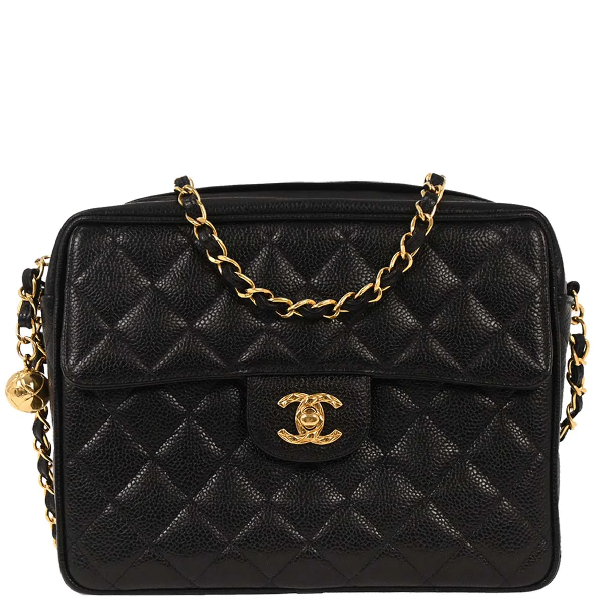 Chanel 1994-1996 Black Caviar Camera Bag Small