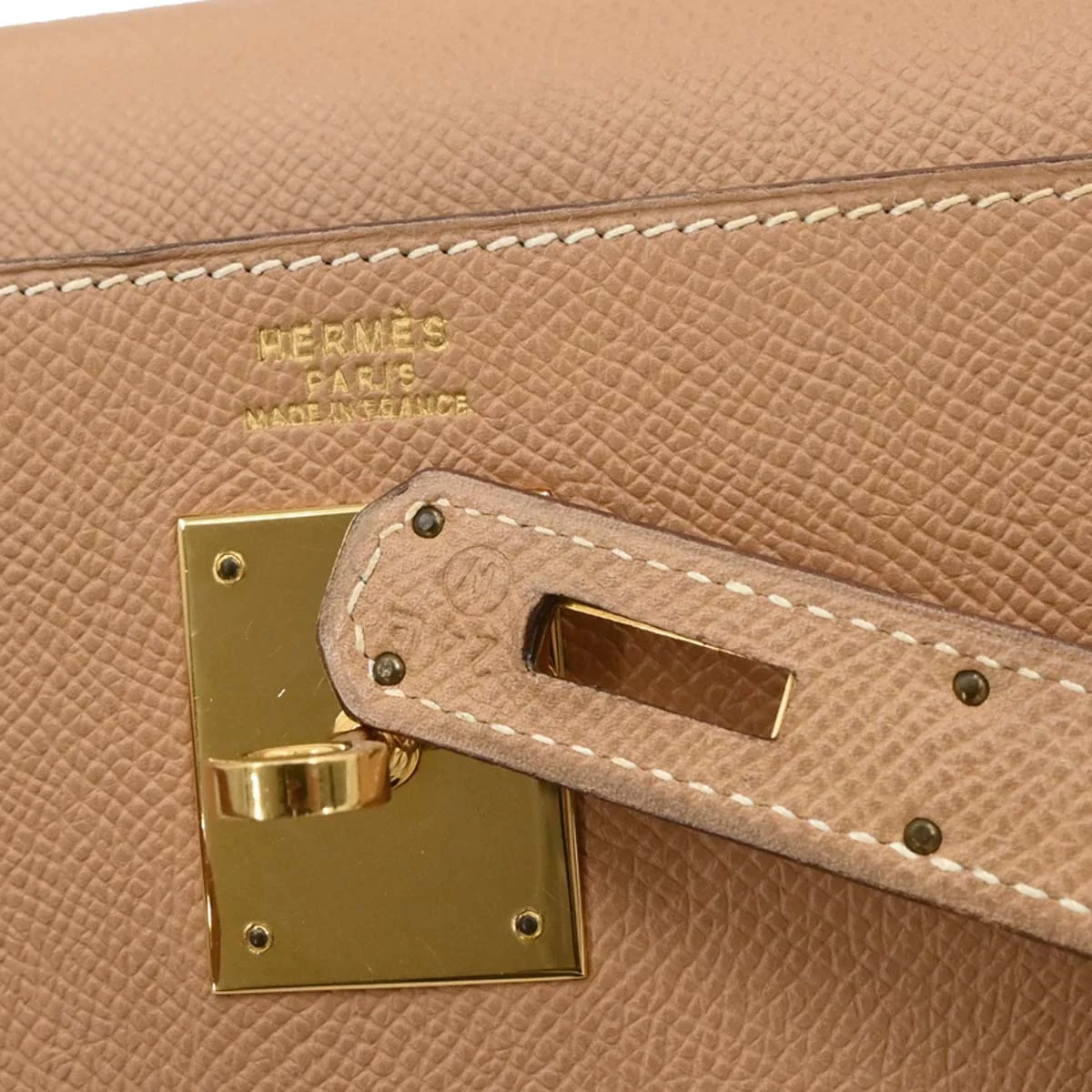 Hermes 1993 Natural Courchevel Kelly 32 Sellier 2way Shoulder Handbag - Image 10