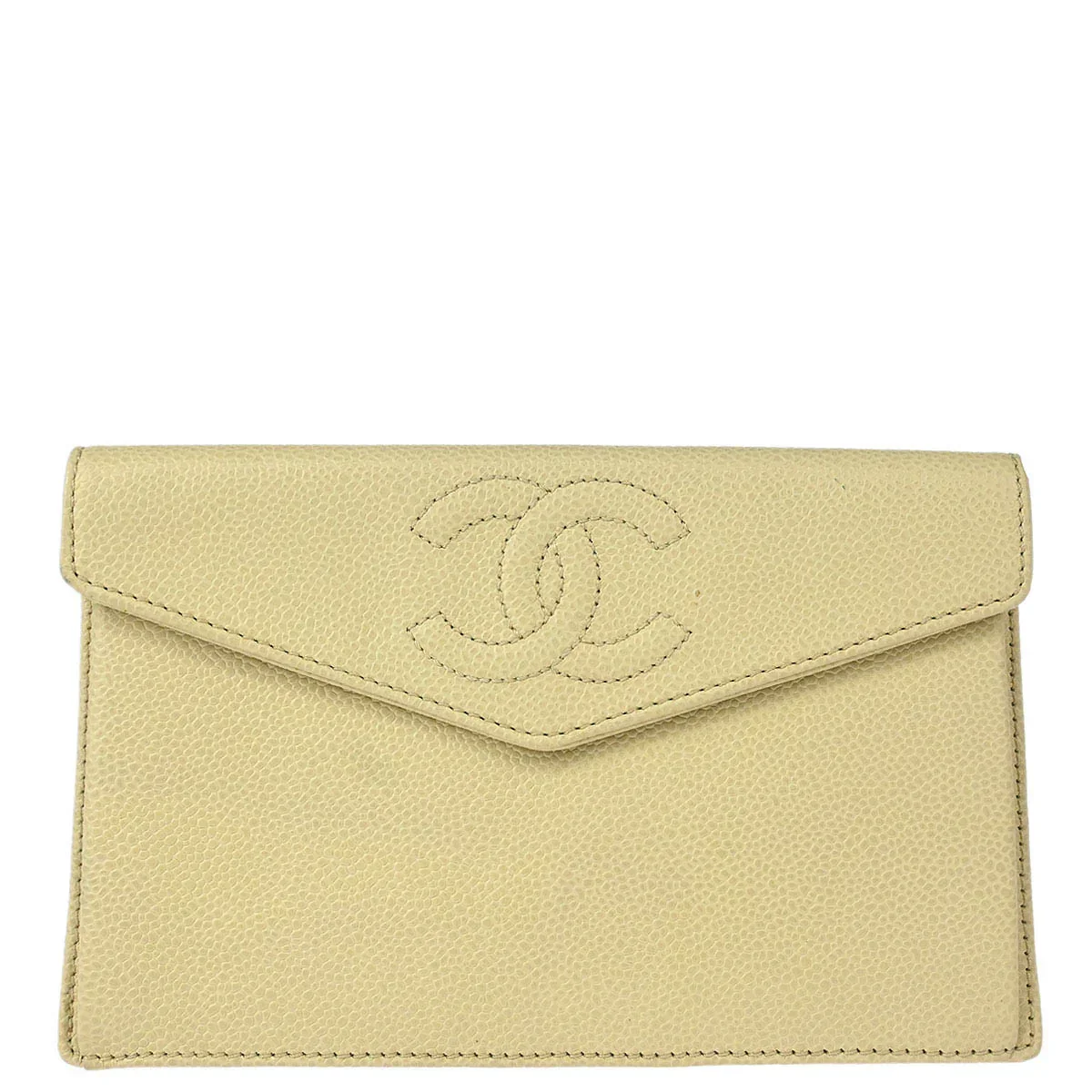 Chanel 2000-2002 Ivory Caviar Wallet