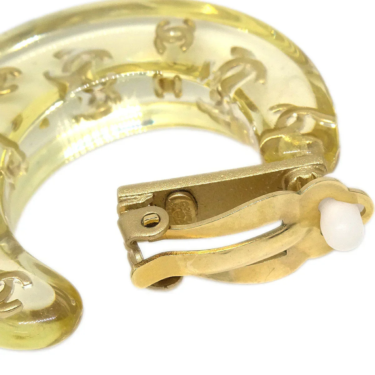 Chanel Hoop Crescent Moon Earrings Clip-On Gold 01P - Image 3