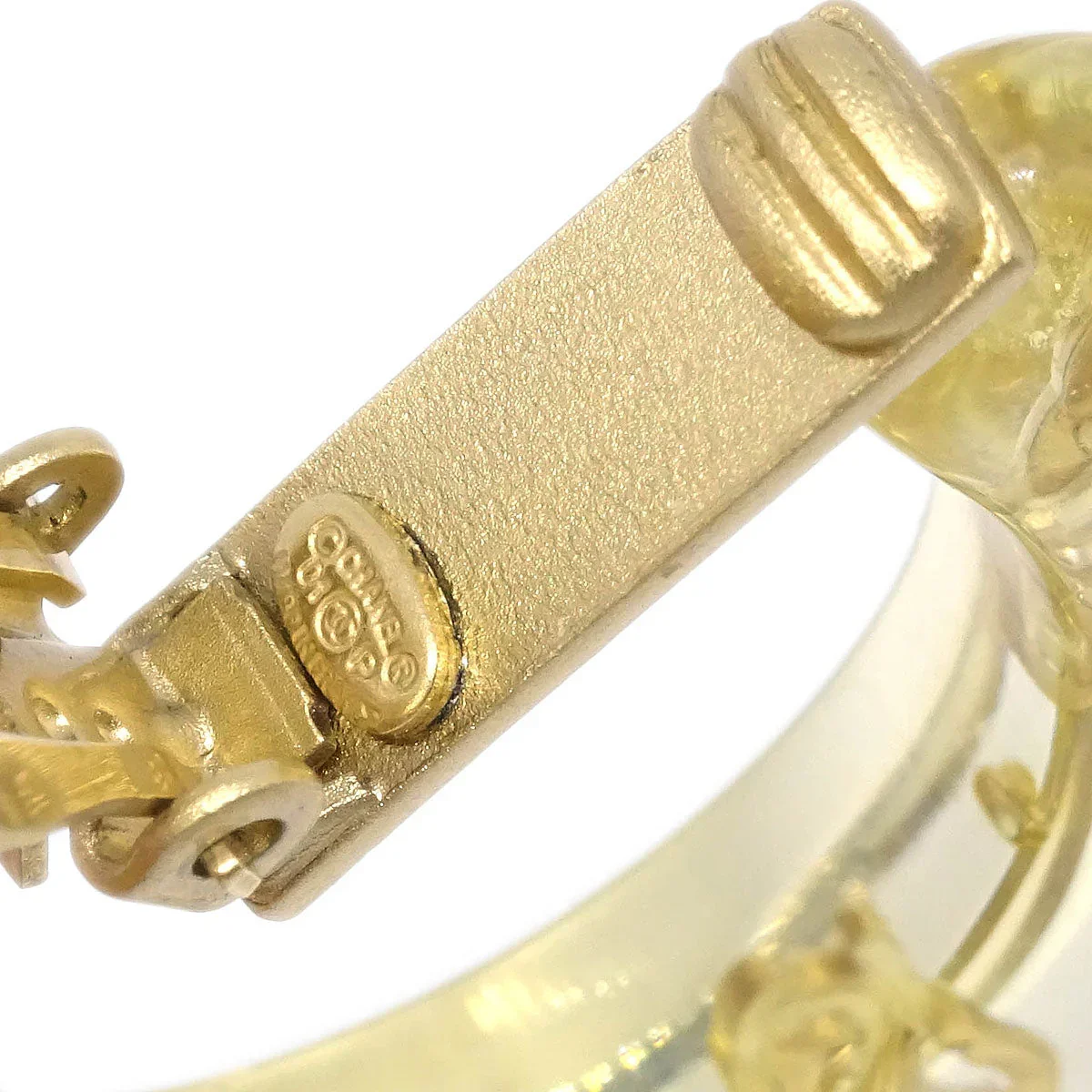 Chanel Hoop Crescent Moon Earrings Clip-On Gold 01P - Image 4