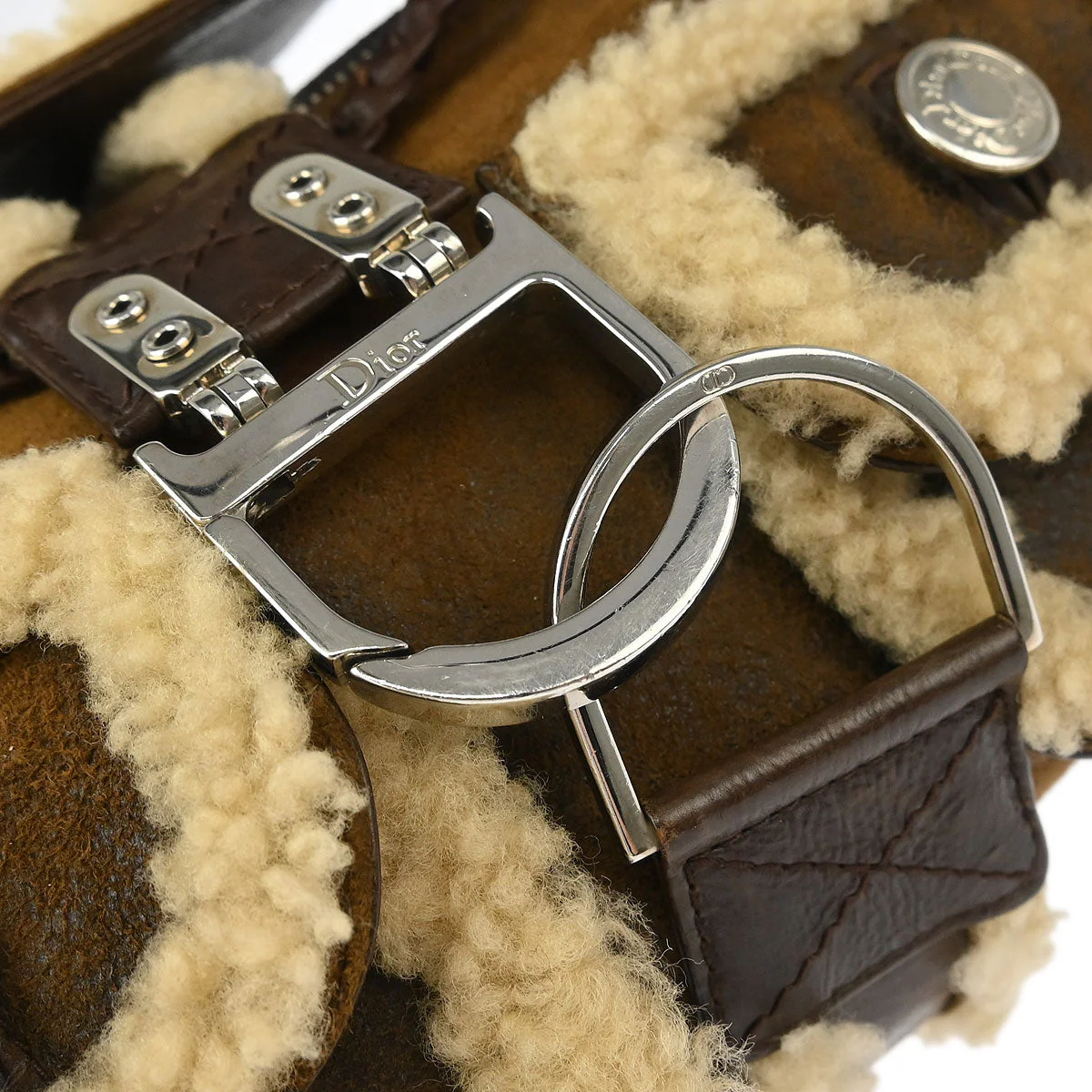 Christian Dior Brown Mouton Flight Shoulder Bag - Image 5