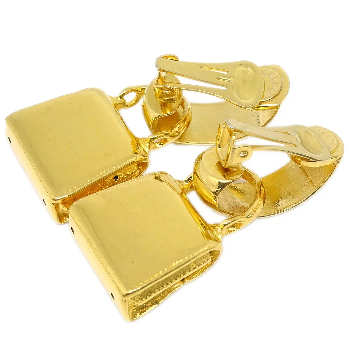 Celine Dangle Earrings Handbag Clip-On Gold 91 - Image 3