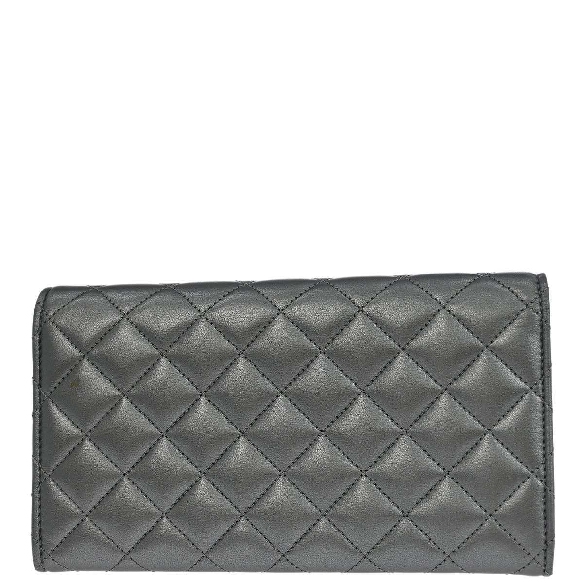 Chanel 2014 Silver Lambskin Long Wallet - Image 2
