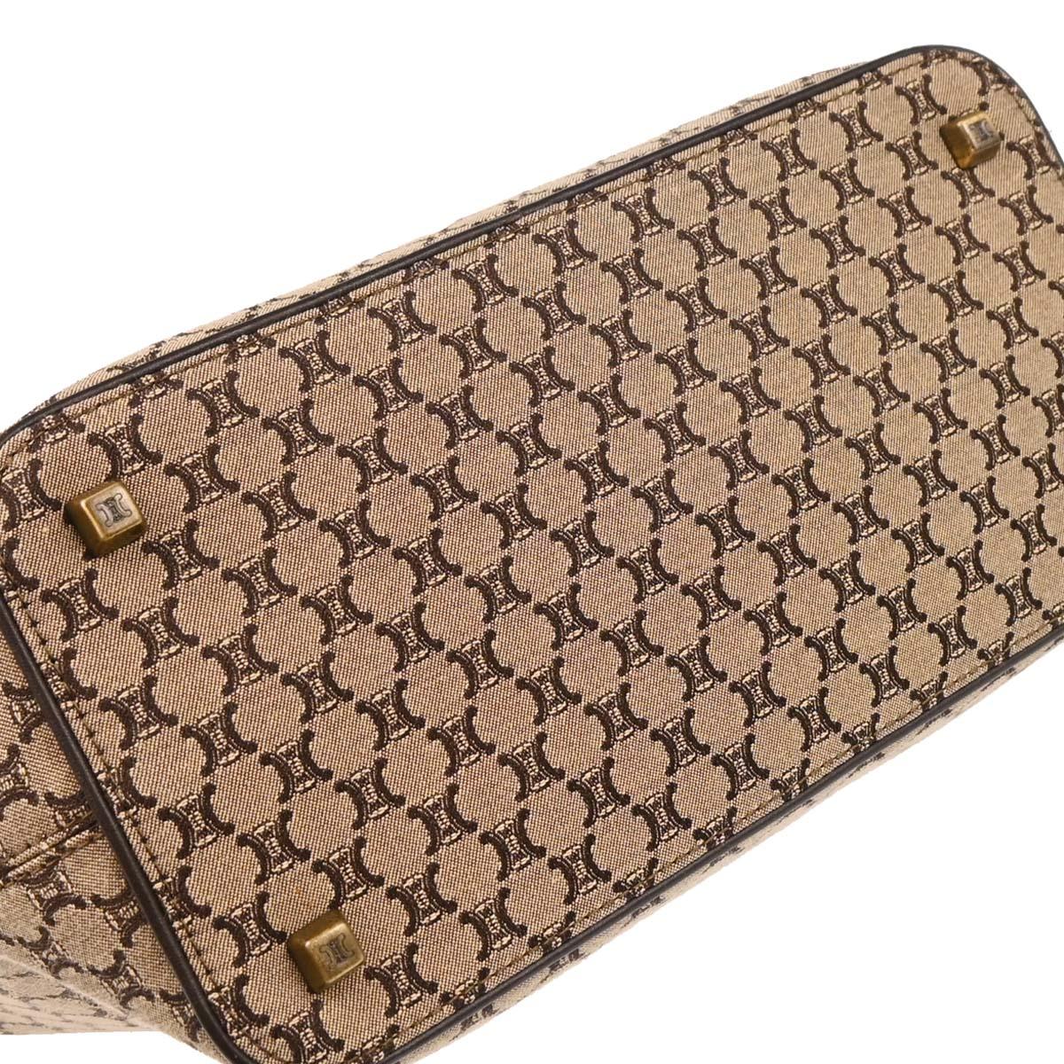 Celine Beige Canvas Macadam Handbag - Image 4