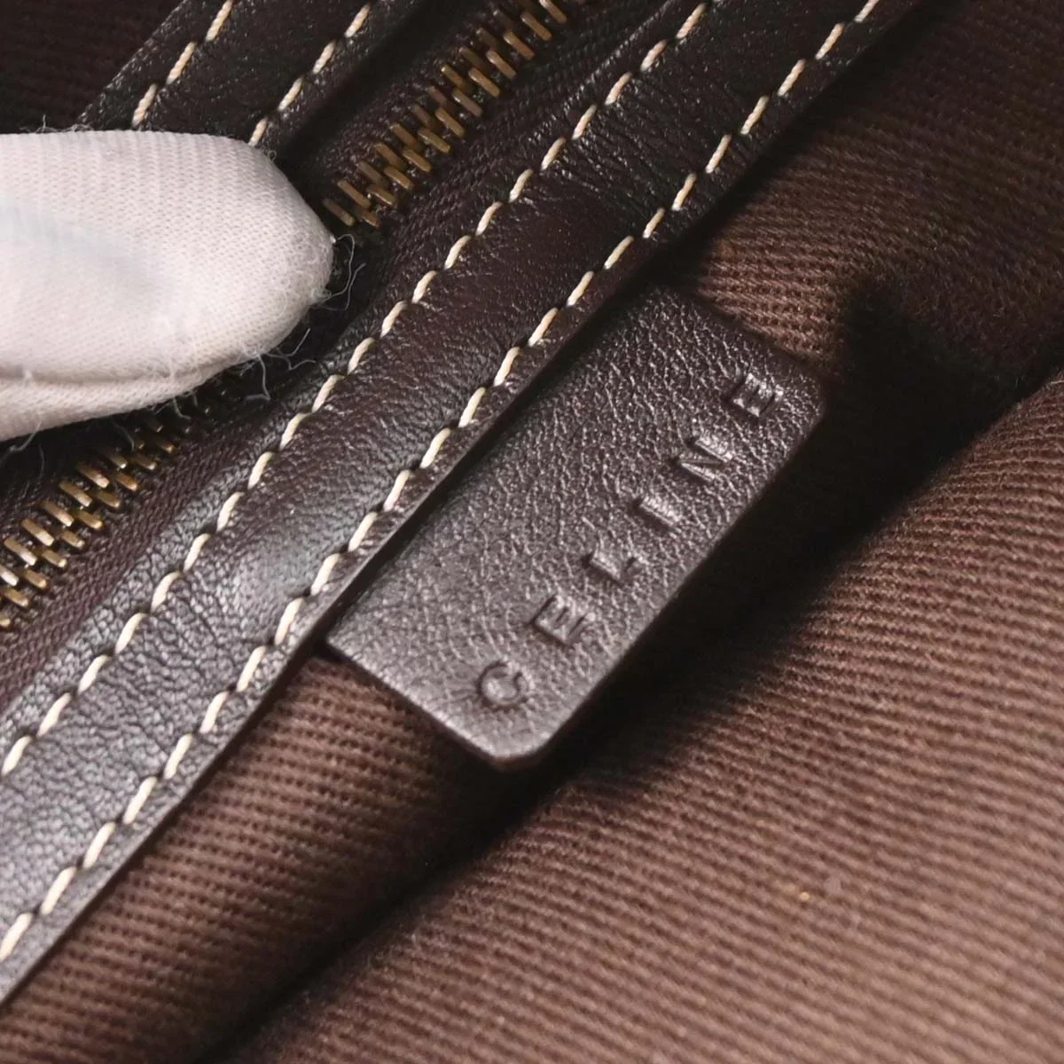 Celine Beige Canvas Macadam Handbag - Image 9