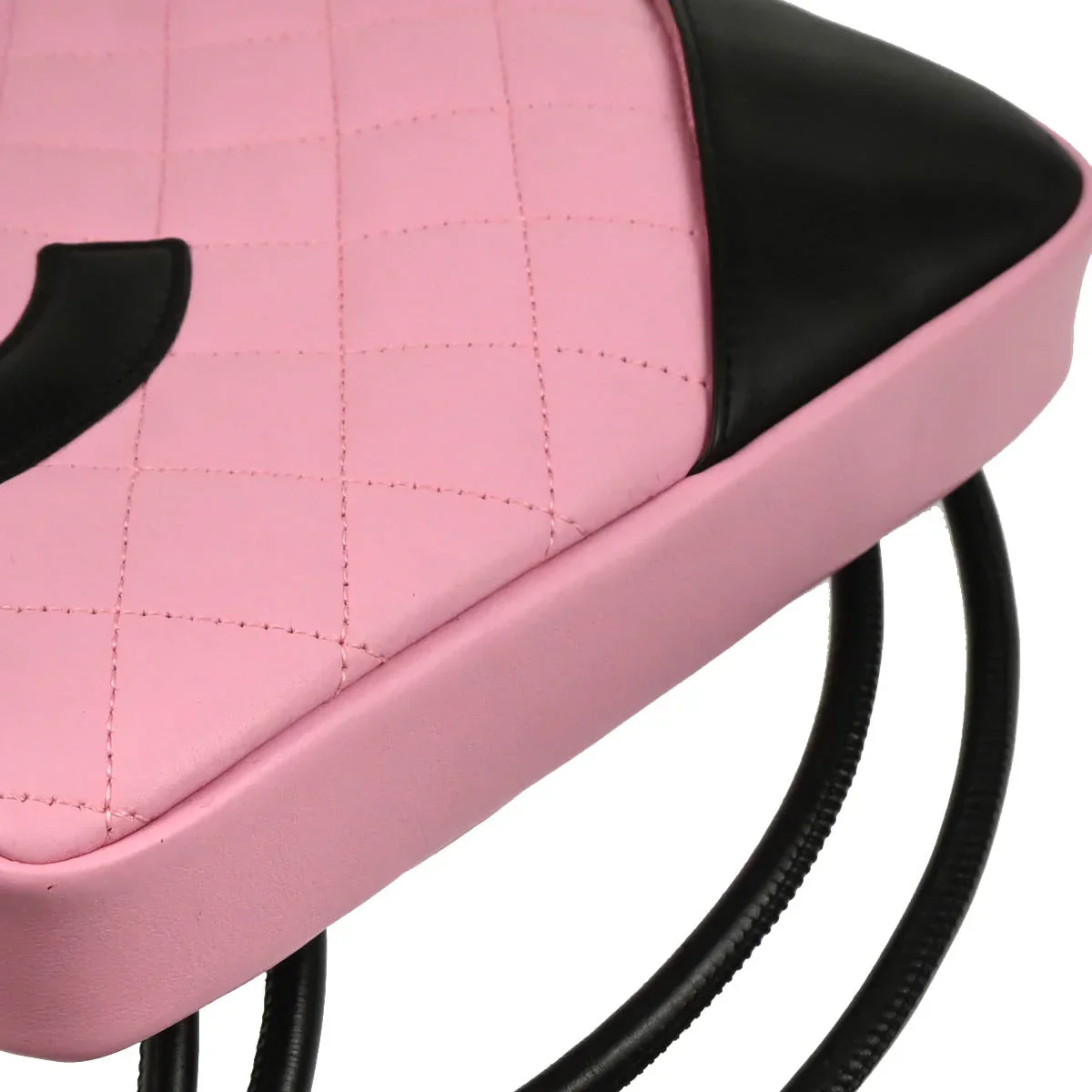 Chanel 2005-2006 Pink Black Calfskin Cambon Ligne Crossbody Bag - Image 5
