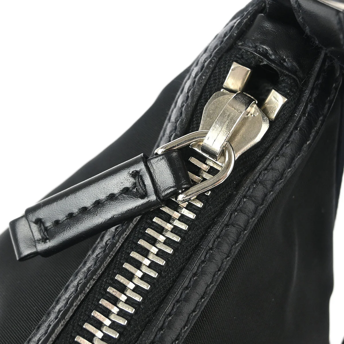 Prada Black Nylon Leather Handbag - Image 6