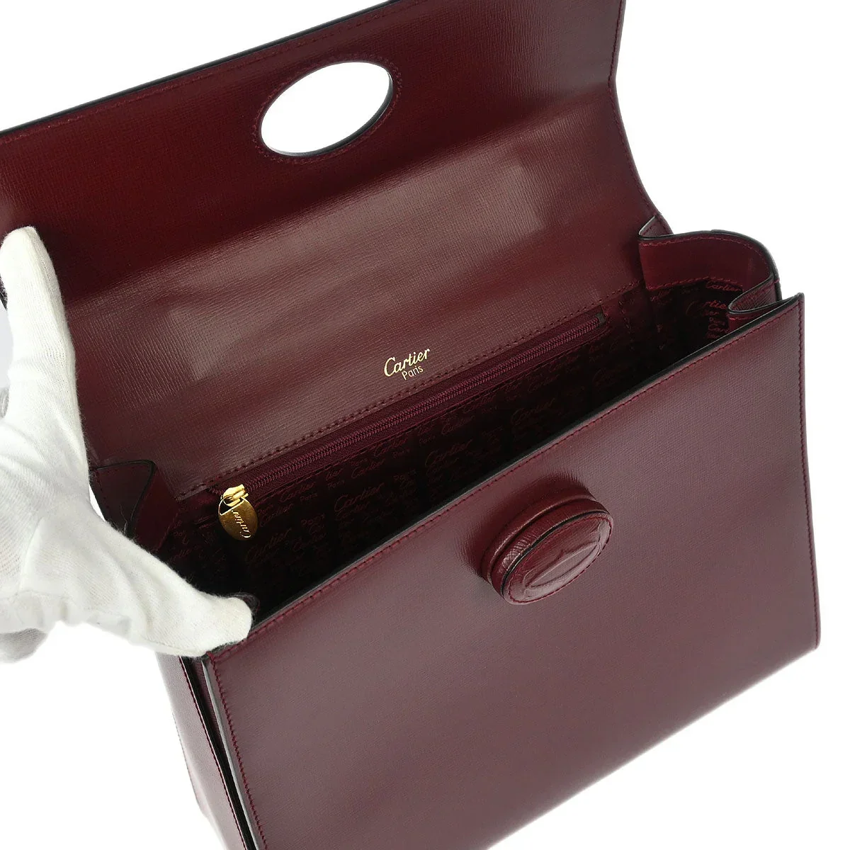 Cartier Bordeaux Leather Must de Cartier Handbag - Image 7