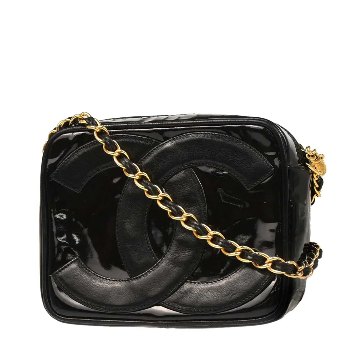 Chanel 1986-1988 Black Patent Leather Camera Bag - Image 2