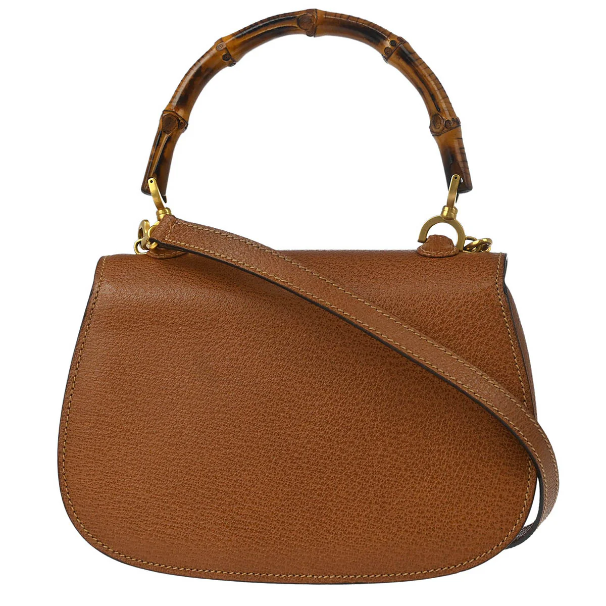 Gucci Brown Pigskin Bamboo 2way Shoulder Handbag - Image 2