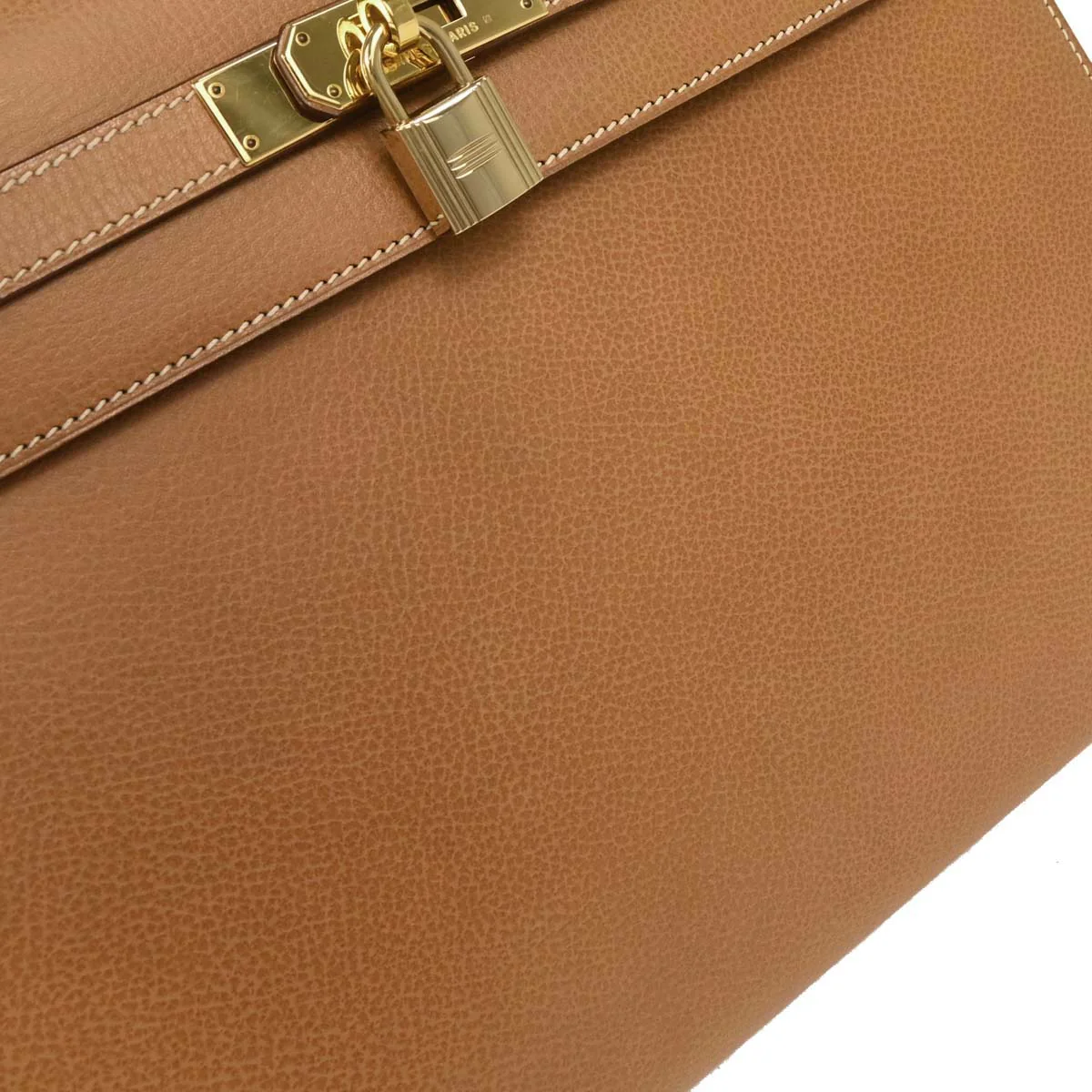Hermes 2003 Gold Ardennes Kelly 32 Sellier 2way Shoulder Handbag - Image 4