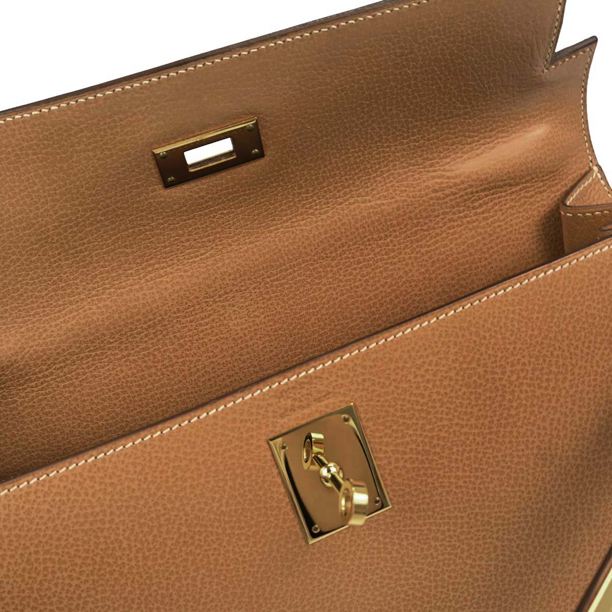 Hermes 2003 Gold Ardennes Kelly 32 Sellier 2way Shoulder Handbag - Image 9