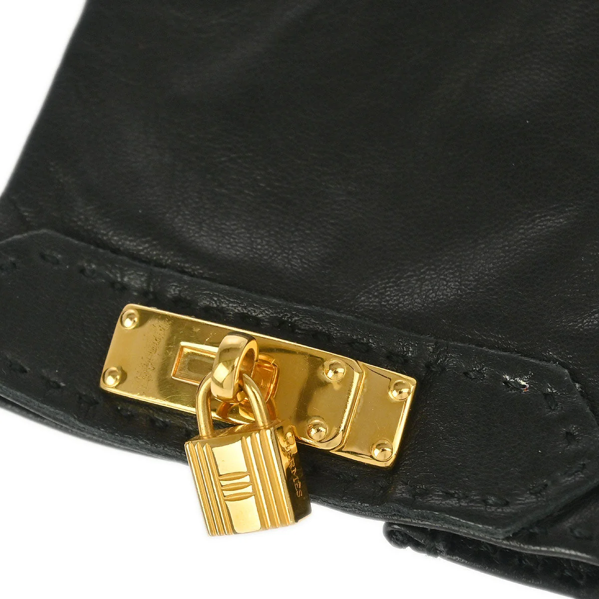 Hermes Black Leather Gloves Small Goods #6 1/2 - Image 2