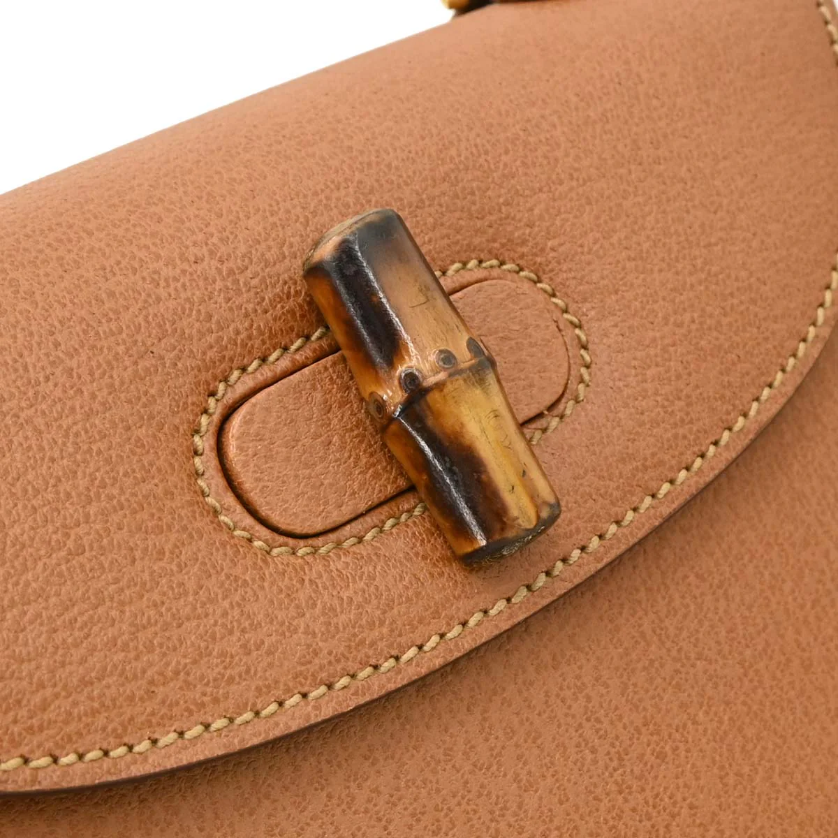 Gucci Brown Pigskin Bamboo Handbag - Image 3