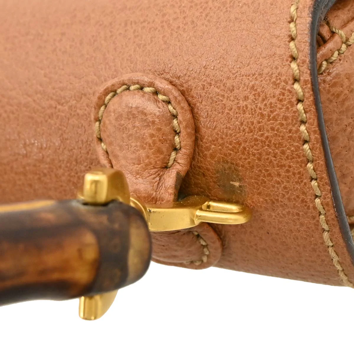 Gucci Brown Pigskin Bamboo Handbag - Image 5