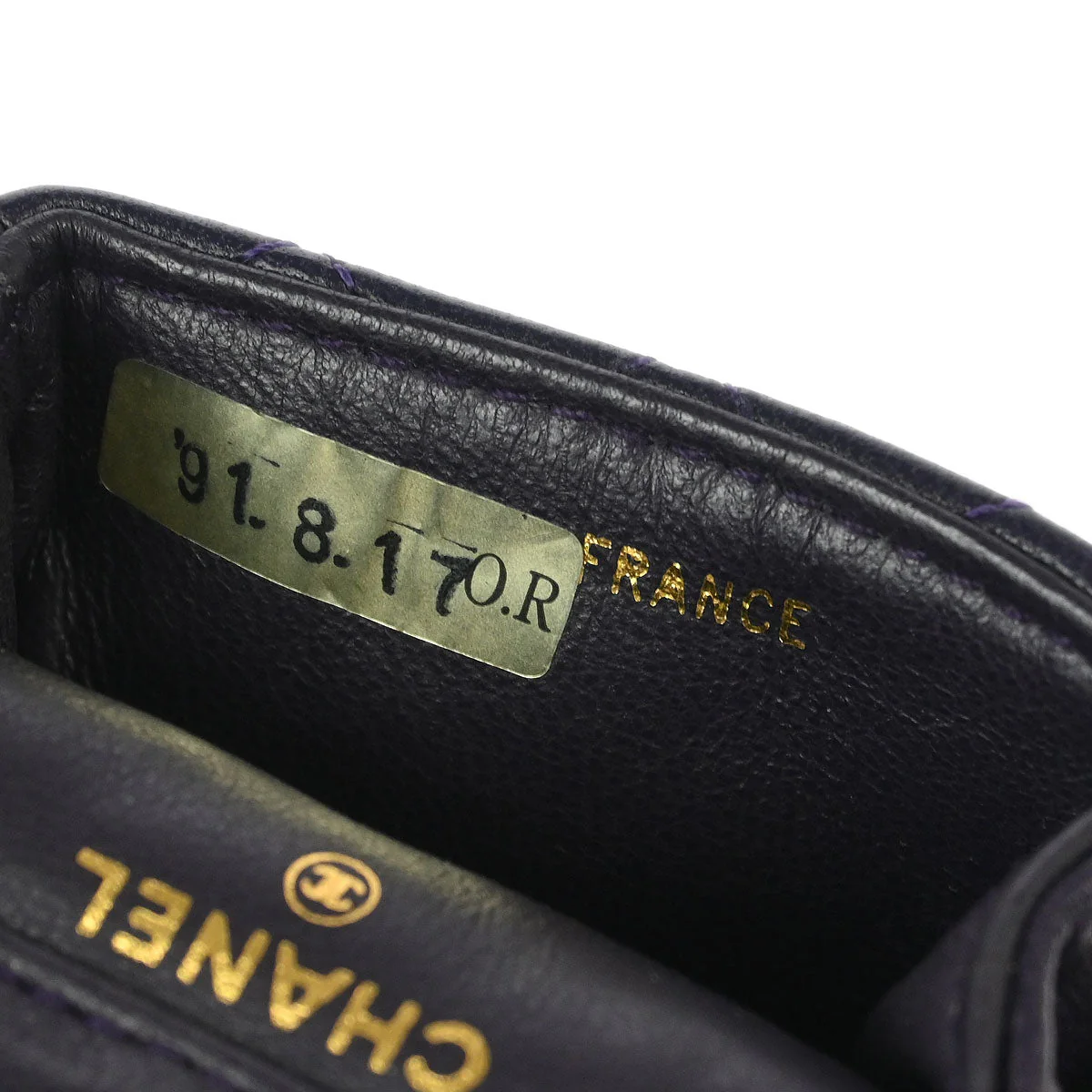 Chanel 1989-1991 Dark Purple Lambskin Micro Chain Shoulder Bag Pouch - Image 8