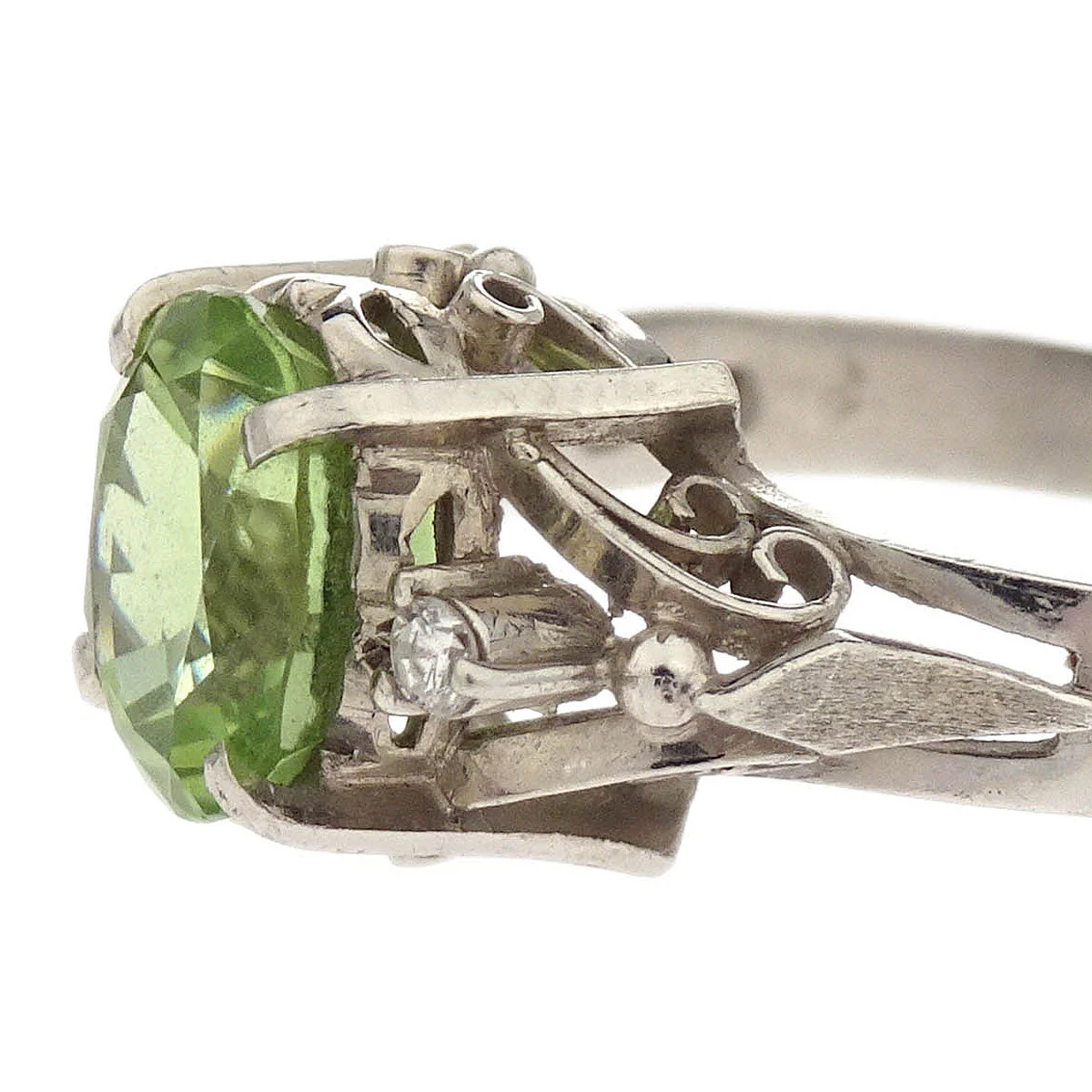 Ring Pm850 Peridot Diamond Silver #56 - Image 2