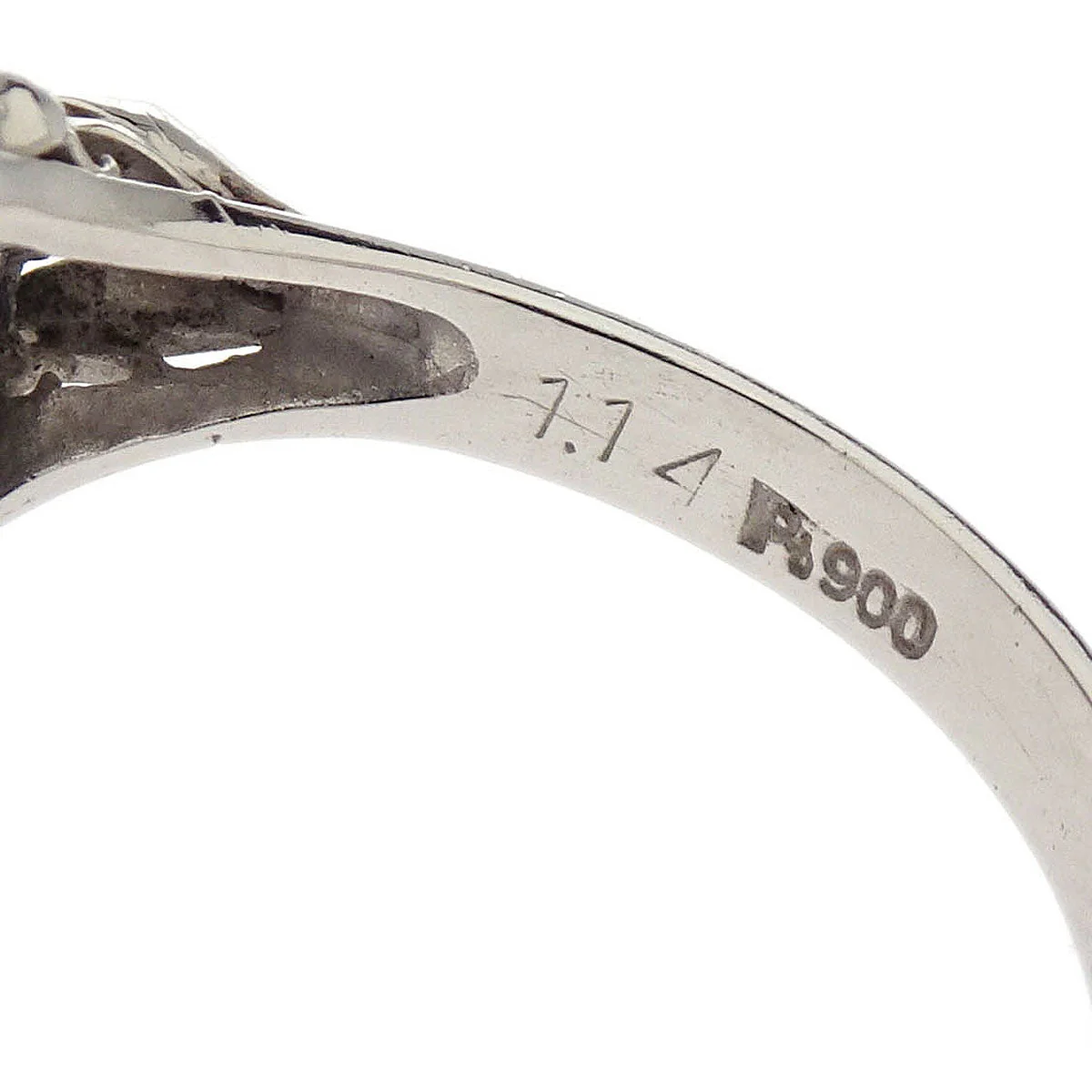 Ring Pt900 Sapphire Diamond Silver #50 - Image 3