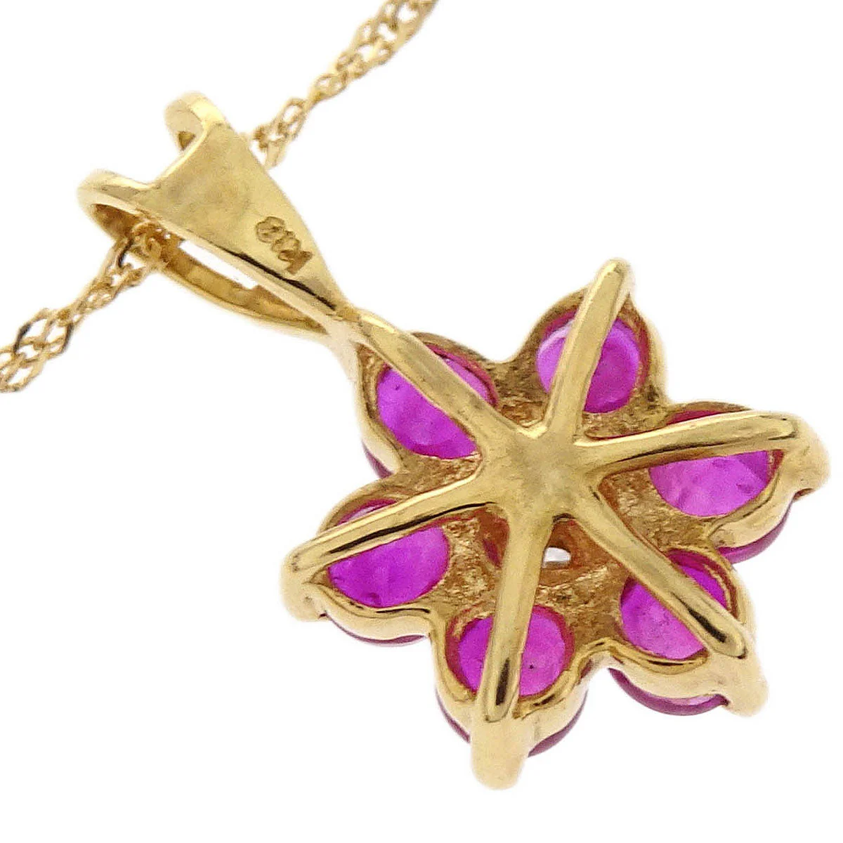 Pendant Necklace 18K Ruby Diamond Gold - Image 4