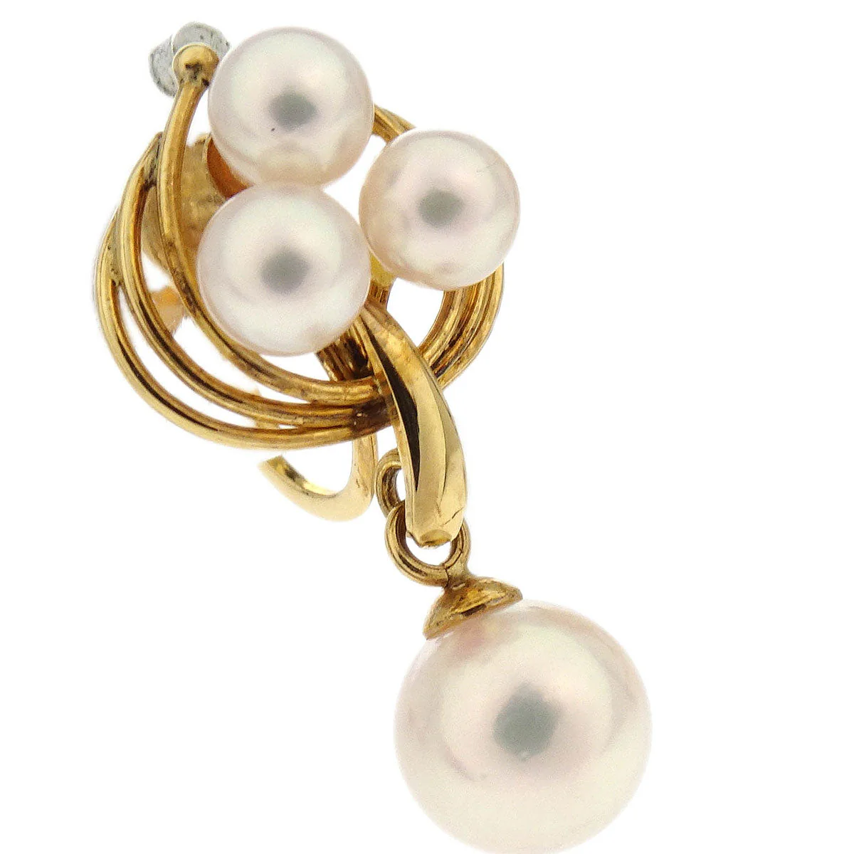 Dangle Earrings Clip-On Genuine Pearl Gold 18K - Image 2