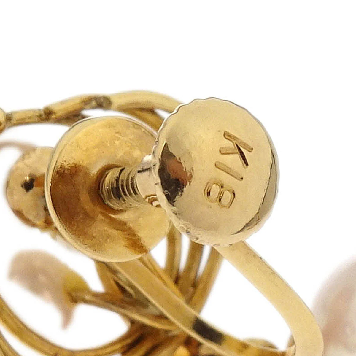 Dangle Earrings Clip-On Genuine Pearl Gold 18K - Image 4