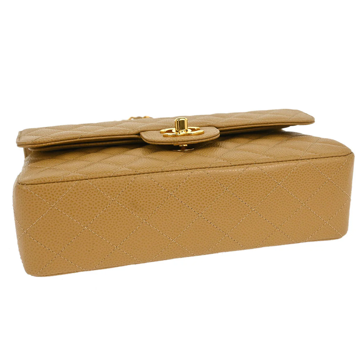 Chanel Beige Caviar Small Classic Double Flap Shoulder Bag - Image 3