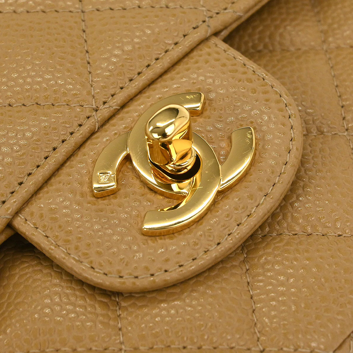 Chanel Beige Caviar Small Classic Double Flap Shoulder Bag - Image 4