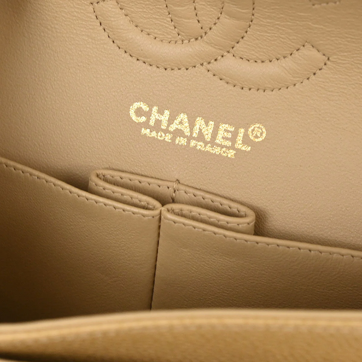 Chanel Beige Caviar Small Classic Double Flap Shoulder Bag - Image 9