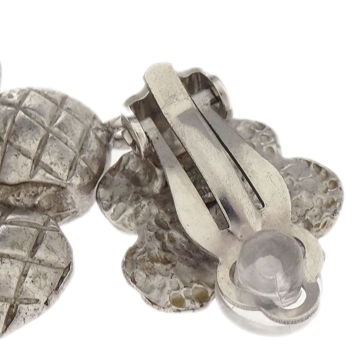 Chanel Flower Dangle Earrings Clip-On Silver 98A - Image 3