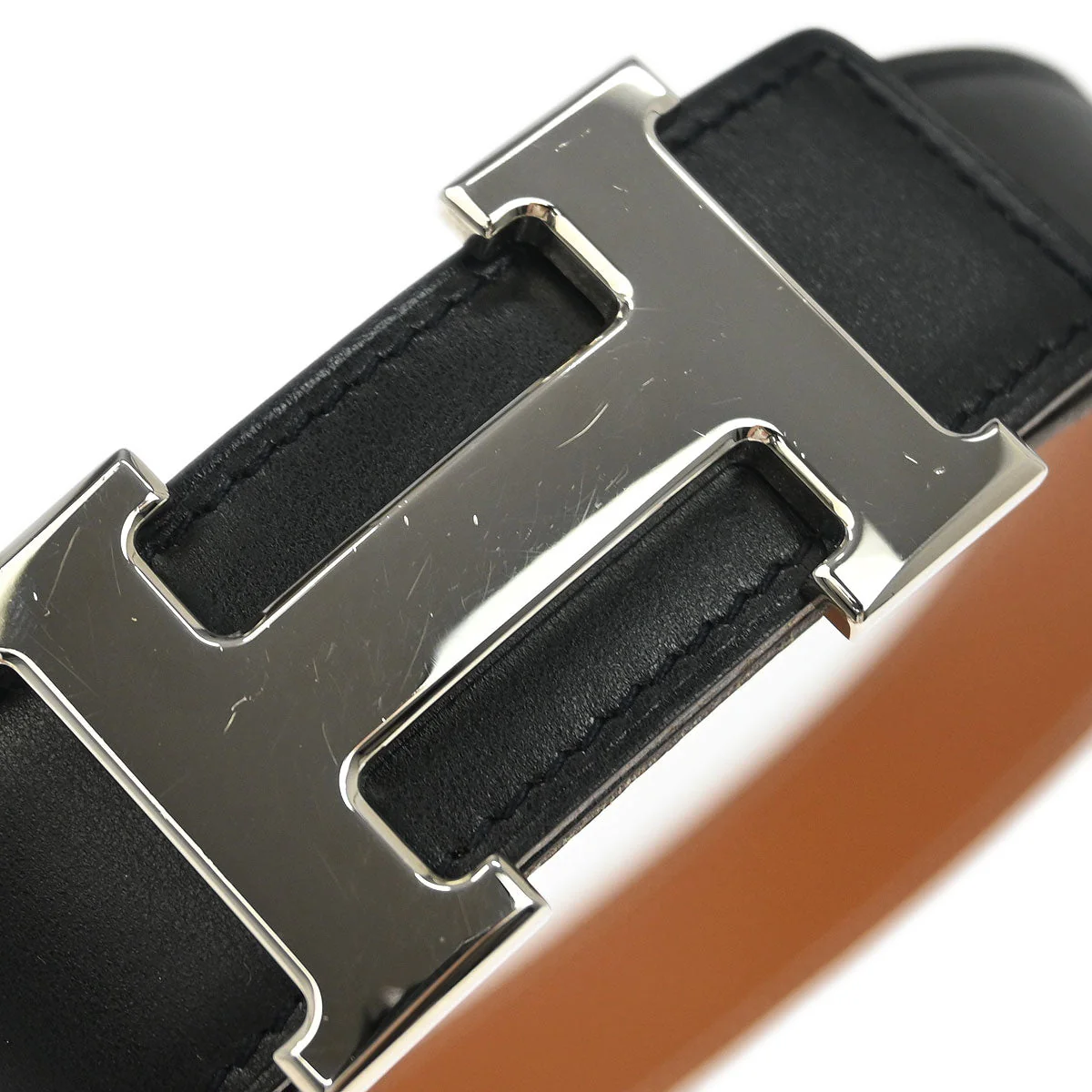 Hermes Black Box Calf Togo Constance Reversible Belt #75 Small Good - Image 3