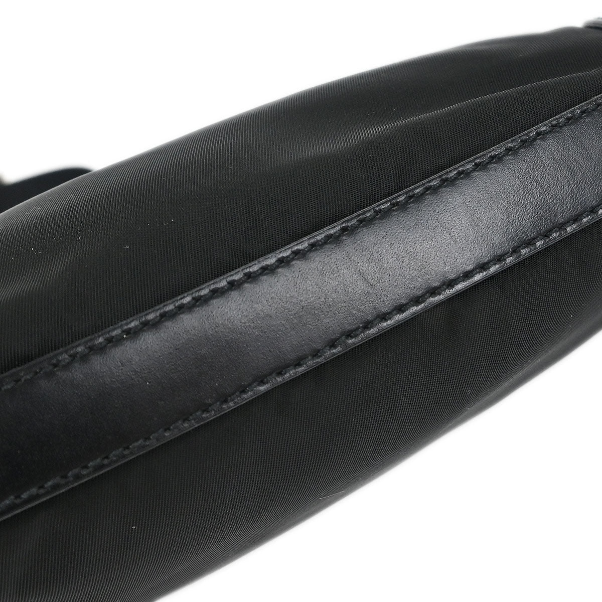Prada Black Nylon Leather Hobo Handbag - Image 3