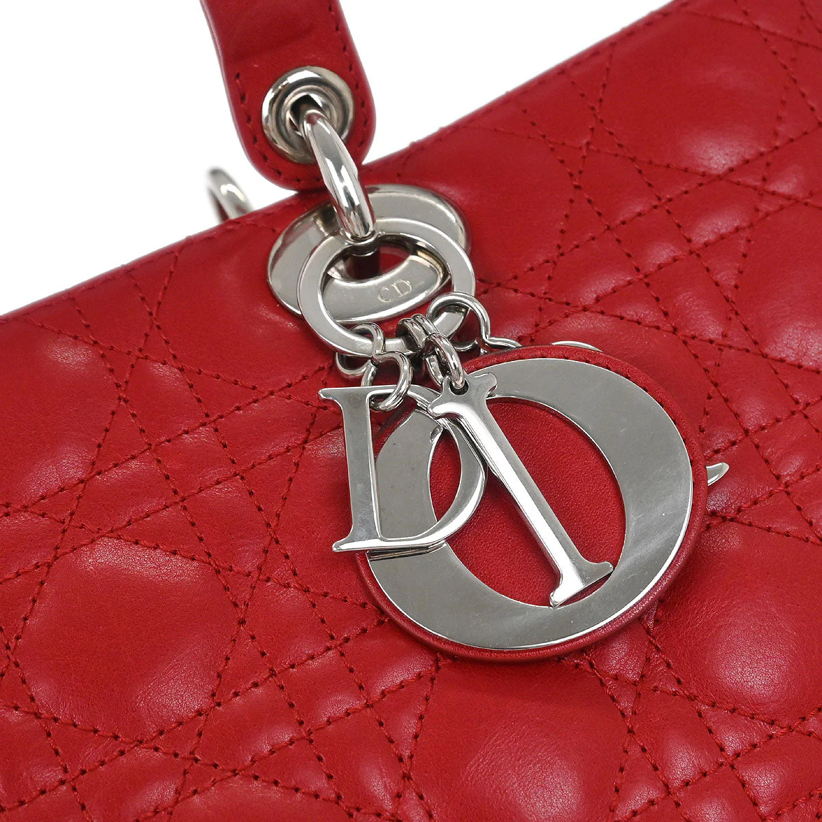 Christian Dior 2011 Red Lambskin Lady Dior Cannage 2way Shoulder Handbag - Image 10