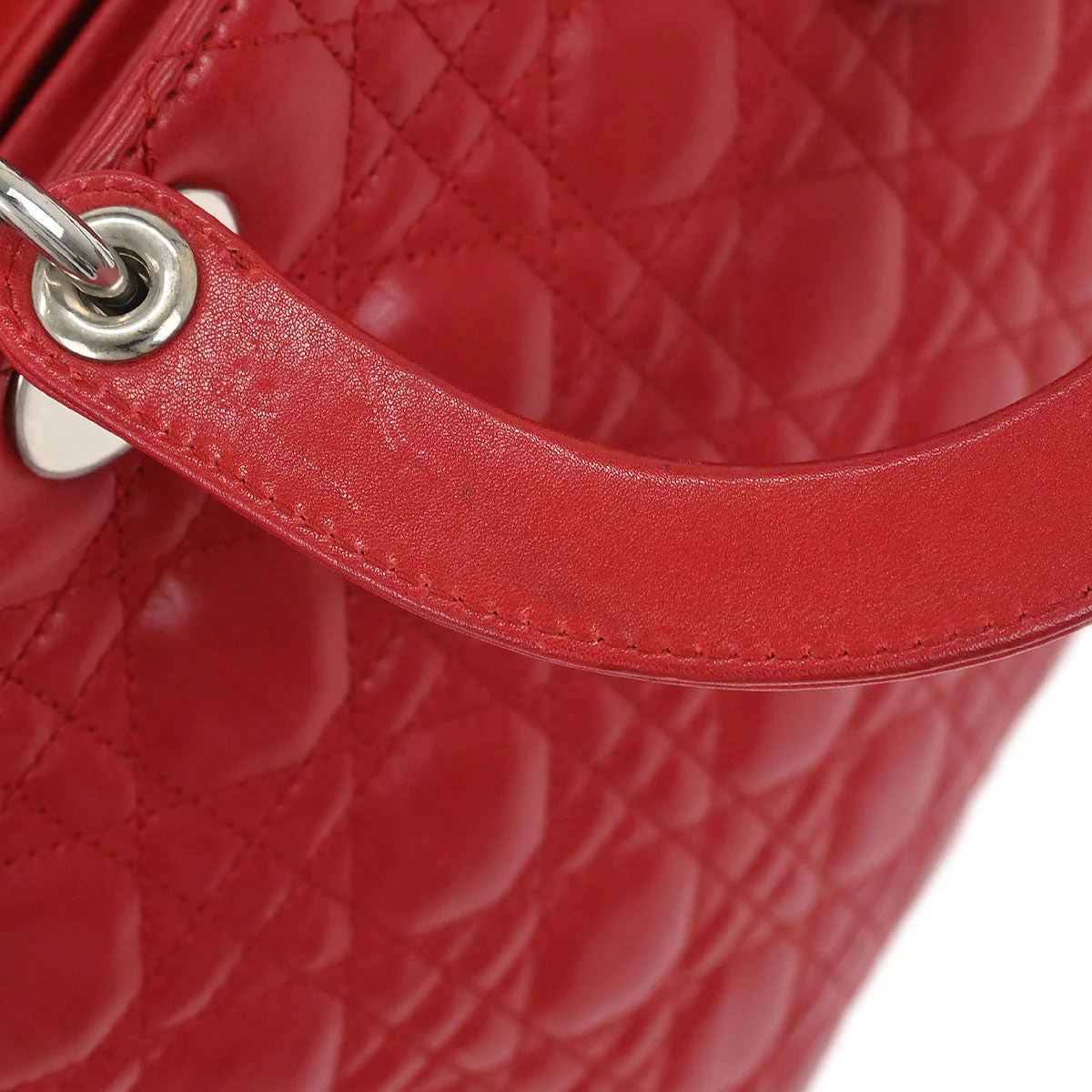 Christian Dior 2011 Red Lambskin Lady Dior Cannage 2way Shoulder Handbag - Image 3