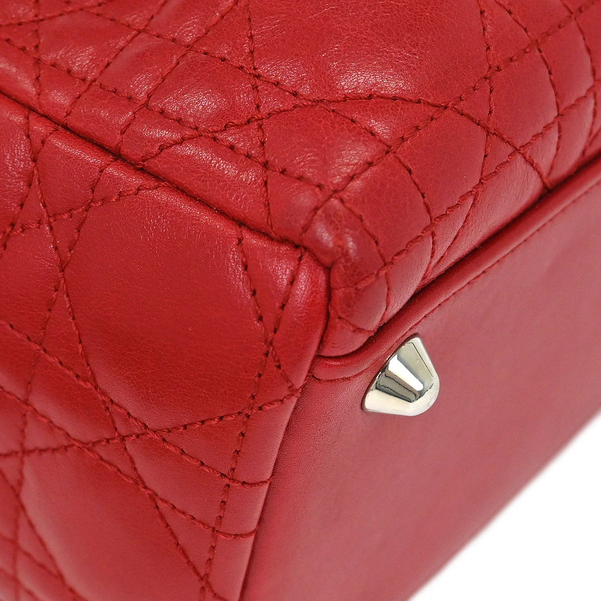 Christian Dior 2011 Red Lambskin Lady Dior Cannage 2way Shoulder Handbag - Image 5