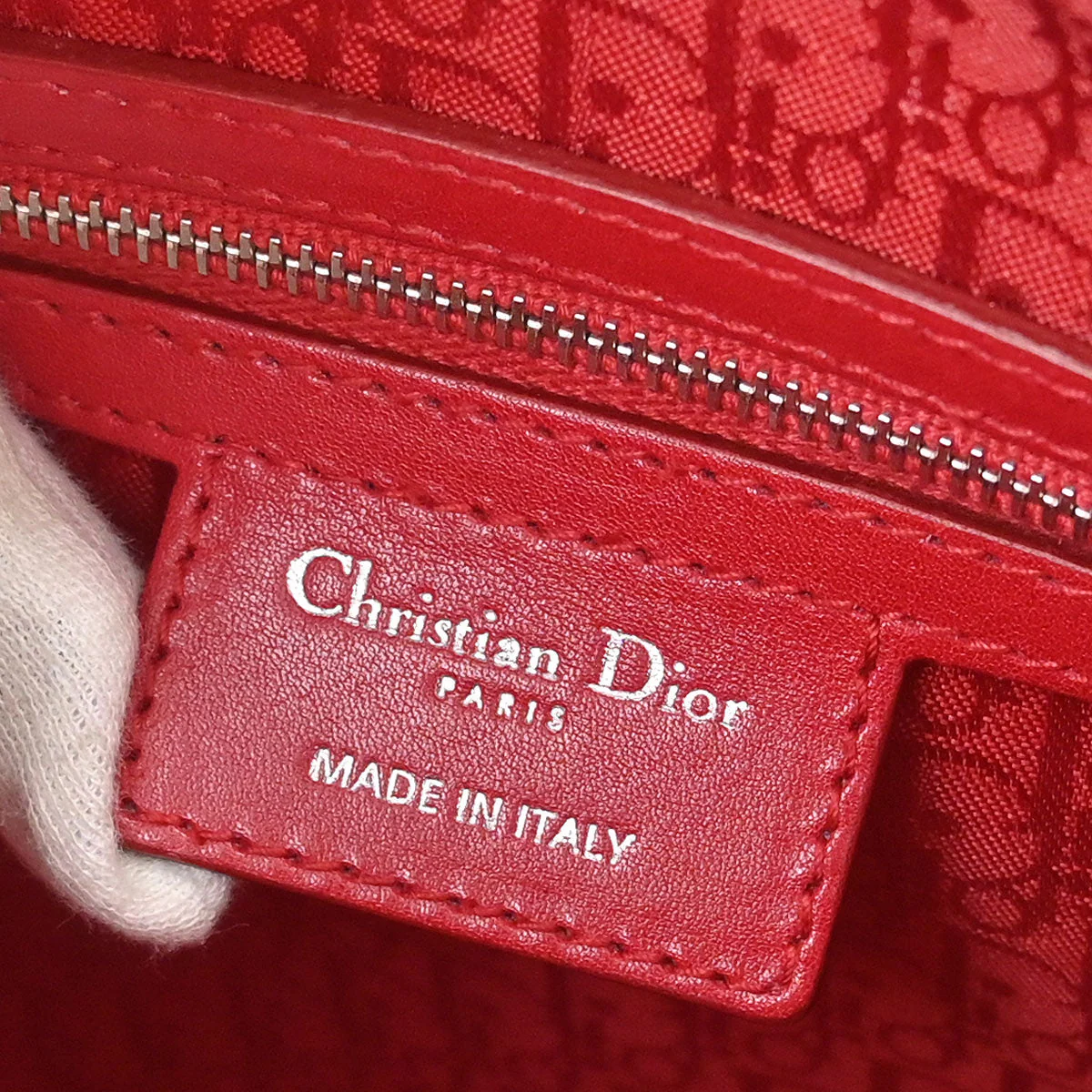 Christian Dior 2011 Red Lambskin Lady Dior Cannage 2way Shoulder Handbag - Image 8