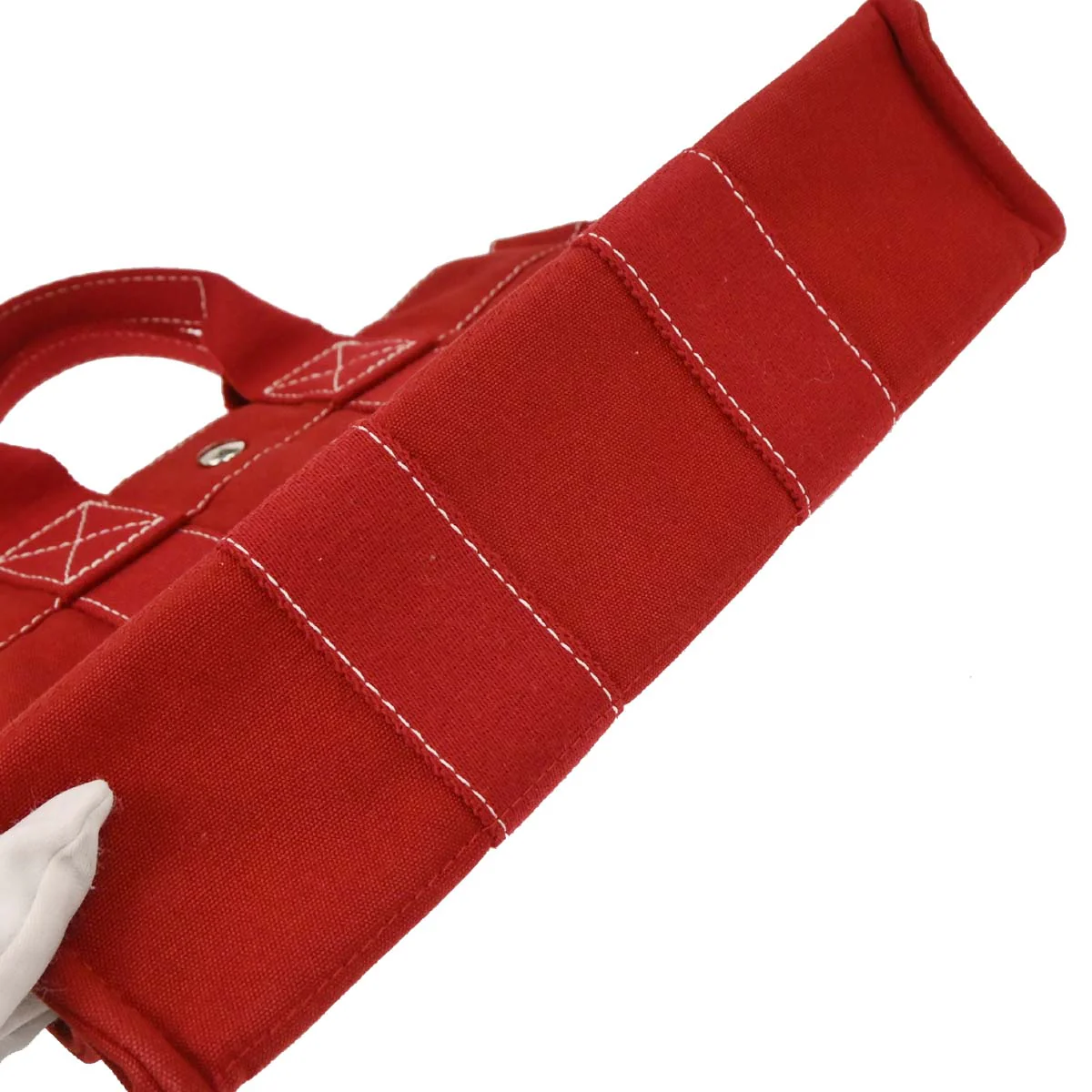Hermes Red Canvas Deauville PM Tote Handbag - Image 4