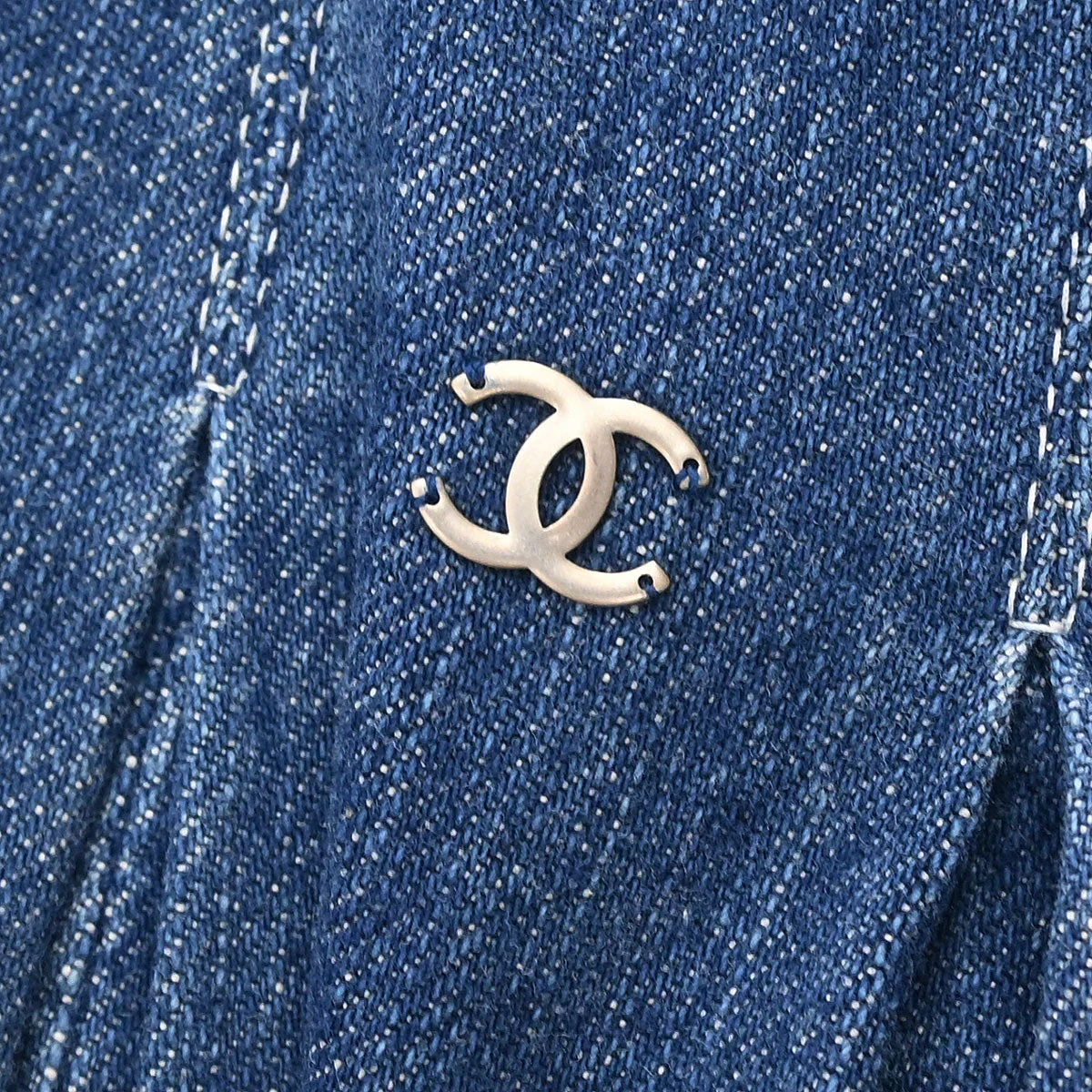 Chanel 2007 Denim Halter Dress Indigo #36 - Image 5