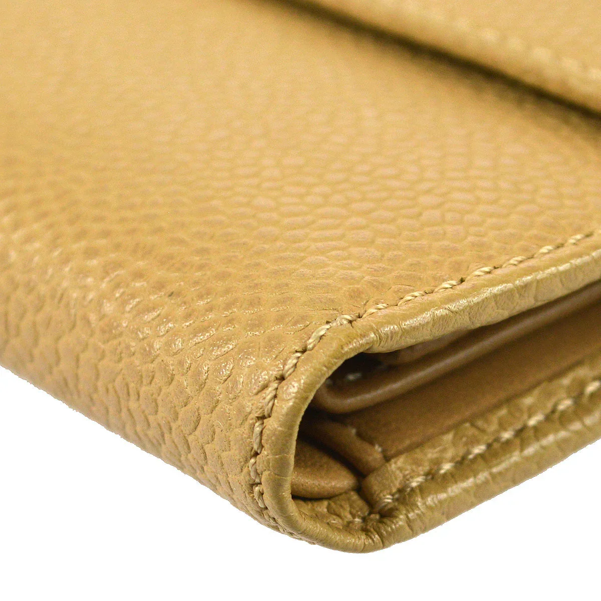 Chanel 2000-2001 Trifold Wallet Beige Caviar - Image 4
