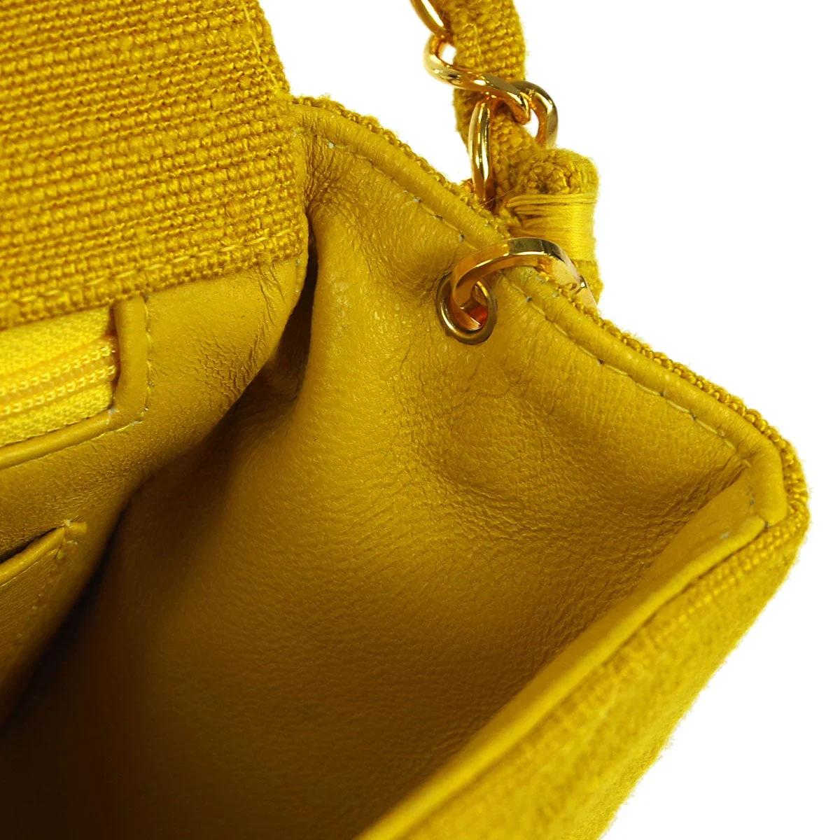 Chanel * 1991-1994 Diana Small Yellow Linen - Image 10