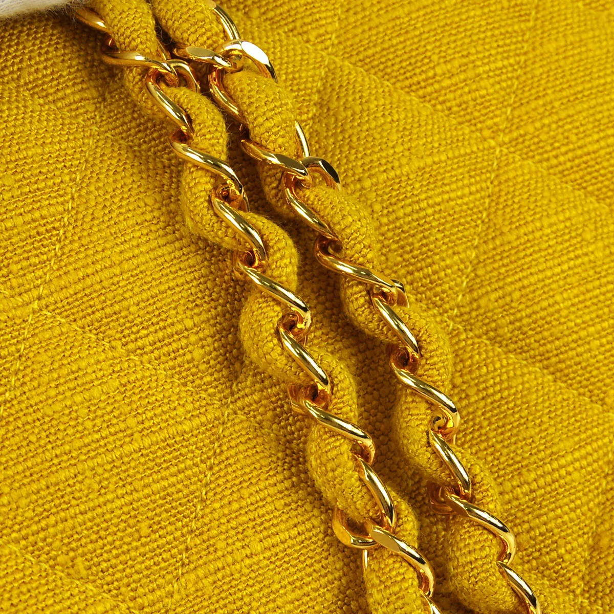 Chanel * 1991-1994 Diana Small Yellow Linen - Image 4