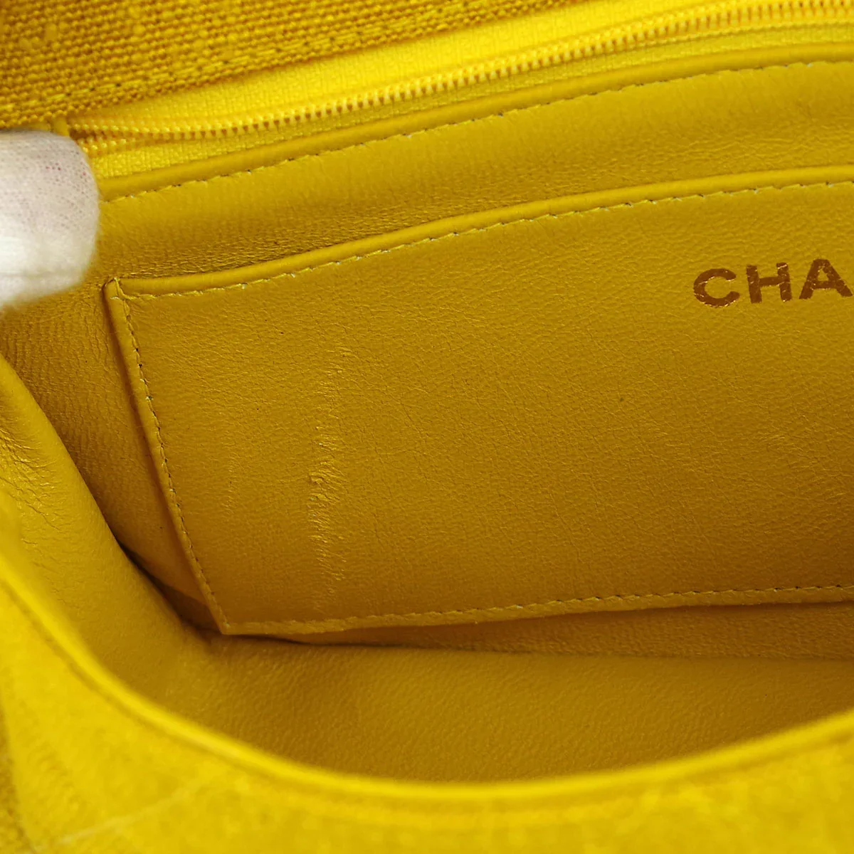 Chanel * 1991-1994 Diana Small Yellow Linen - Image 6