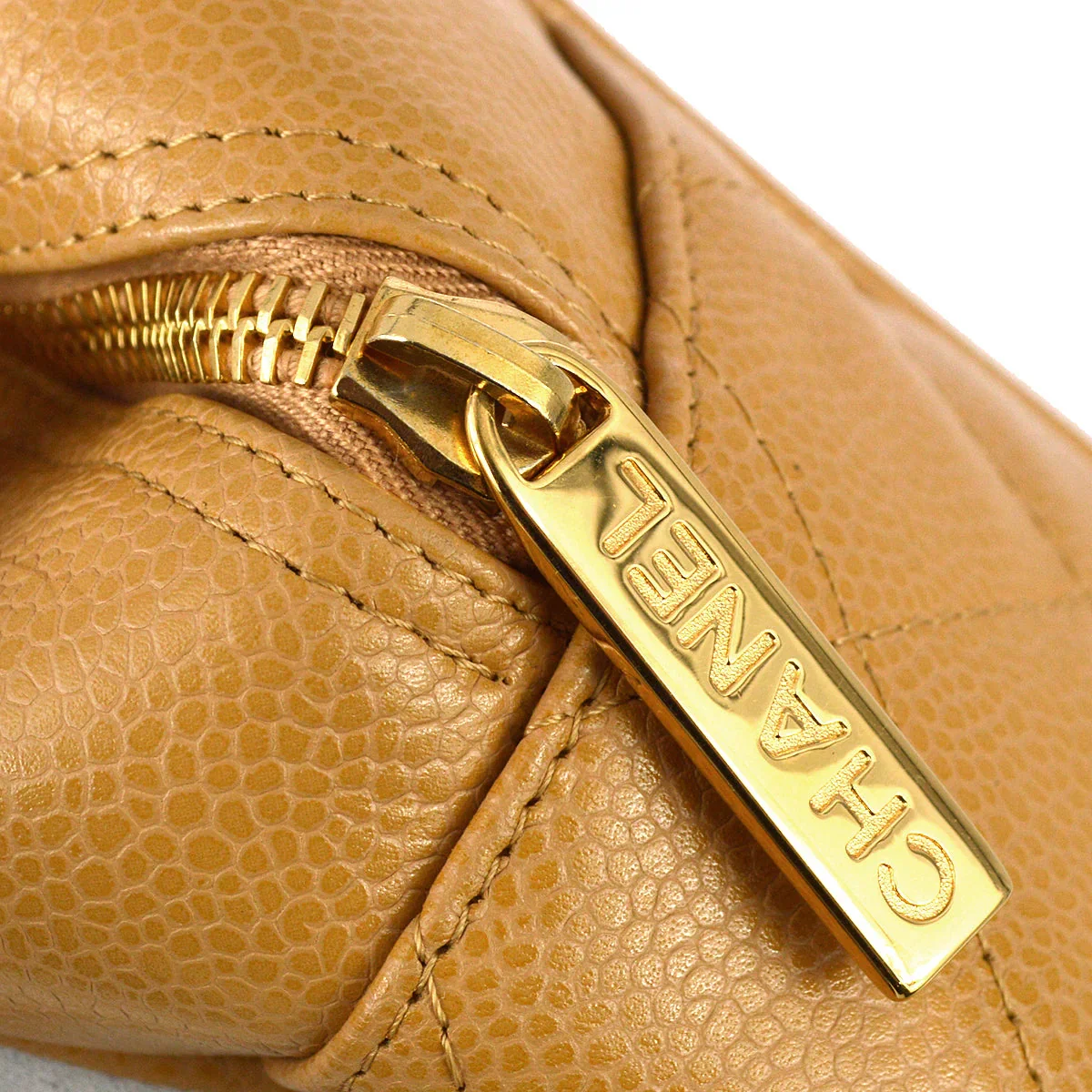 Chanel 2004-2005 Beige Caviar Bowling Bag 37 - Image 6